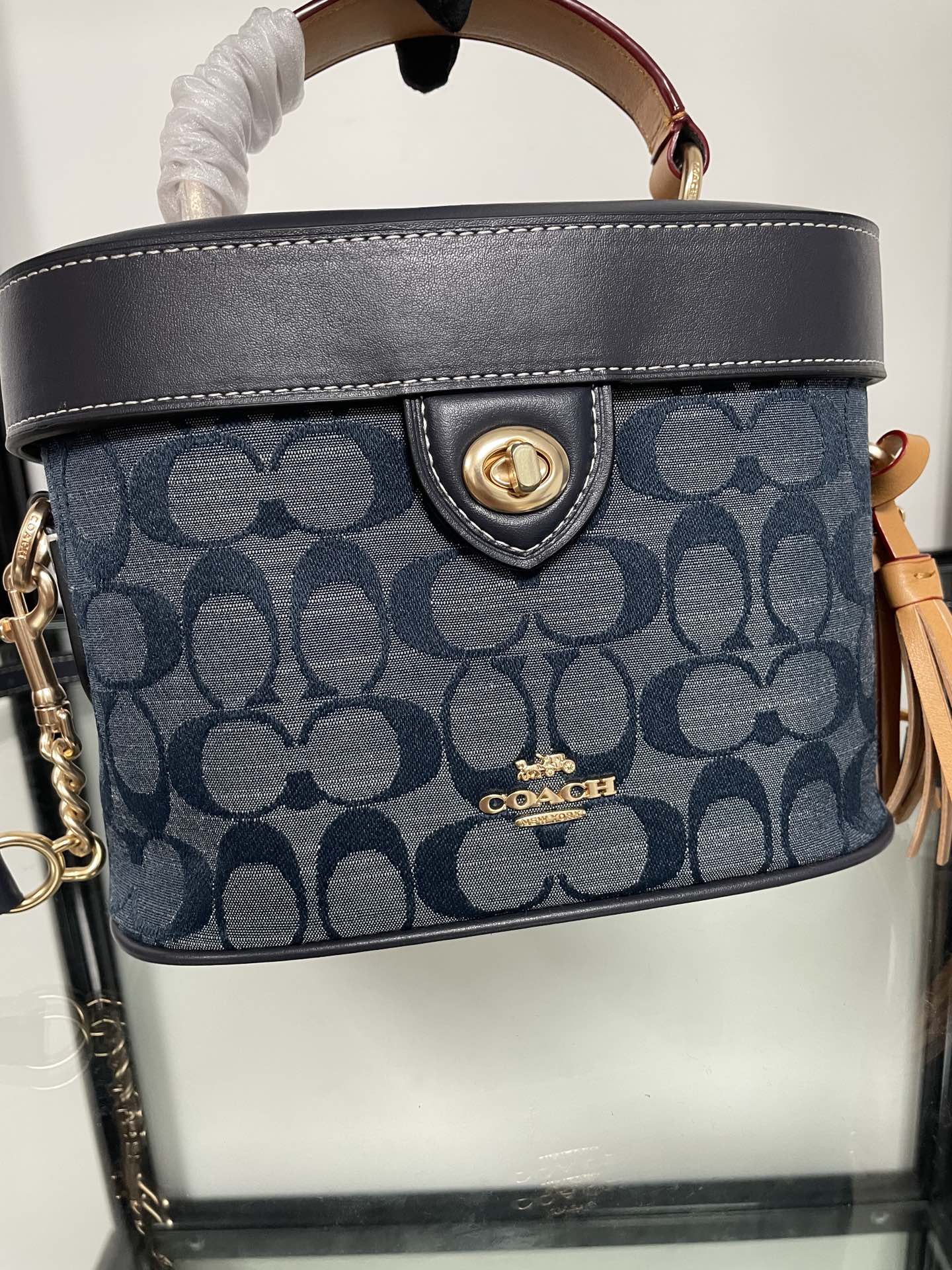 C•ach blue denim Kay Crossbody