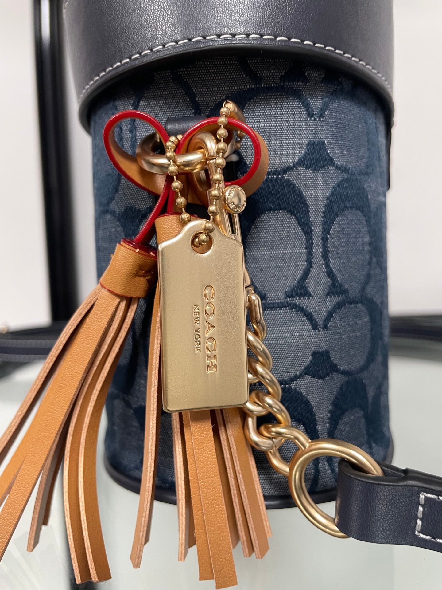 C•ach blue denim Kay Crossbody