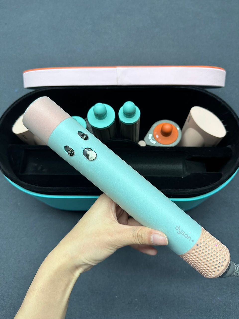 NEW edition Dys Airwrap™ multi-styler and dryer Complete in light blue and Rosé